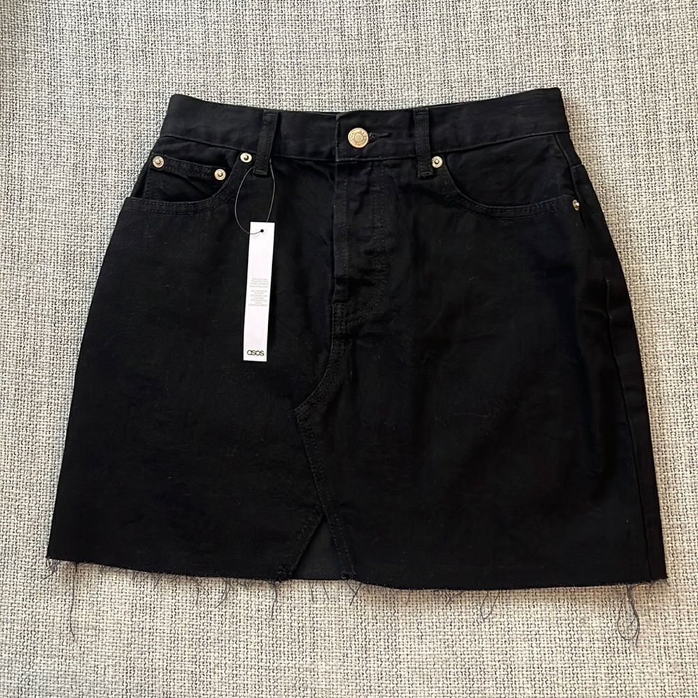 ASOS Design Jean Skirt Womens Size 4 Black Denim Miniskirt